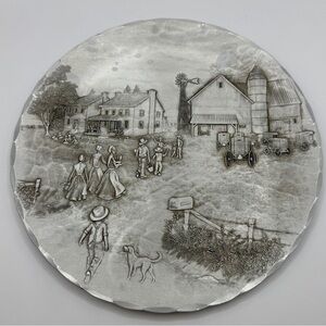 VTG‎ Wendell August Forge Hammered Aluminum Plate - Amish Farm Scene 1987